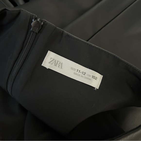 Zara Black Sleeveless girl dress faux leather 11-12 yrs - Picture 4 of 11
